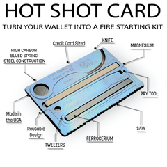 Stay prepared with the FireCard, a compact and reusable fire card designed to fit in your wallet. This ultra-thin survival tool is part of our innovative fire cards collection, giving you the ability to spark a fire anytime, anywhere