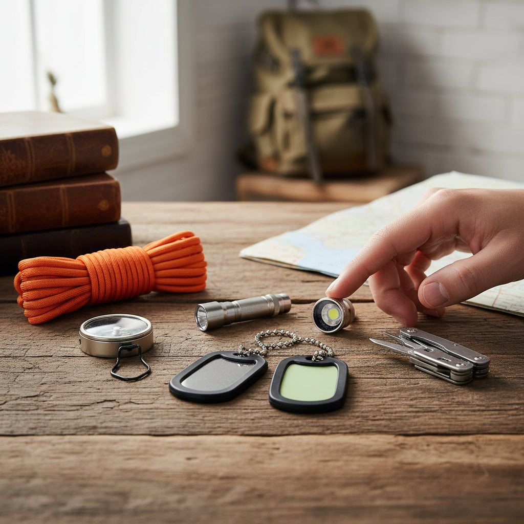 Emergency Signal Dog Tag : Glow in the Dark Dog Tag with Reflective Mirror