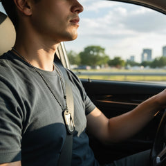Close up image of seatbelt cutter tool showing recessed cutting edge for safety