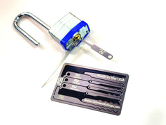 Lock Pick Rake Card with a full lock rake pick set including city rake lock pick, wave rake lock pick. Credit Card Lockpick Set