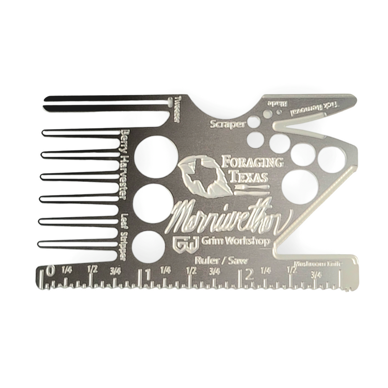 Mark Merriwether foraging kit. Credit card size foraging tools 