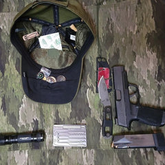 Wazoo Cache Cap 6 Hidden Pocket Hat with pocket, edc hats with pockets and camping hat