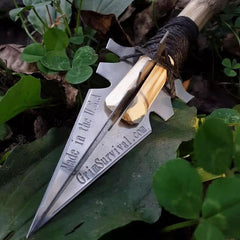 never wonder how to make a spear in the forest using the survival spear head card hunting spear from grim workshop