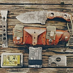 The adze tool multifunctional blade and credit card knife. 