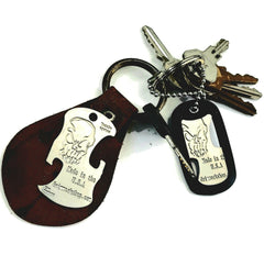 dog tag bottle opener necklace and can opener multi tool. This can opener bottle opener combo for everyday carry or mess kits!