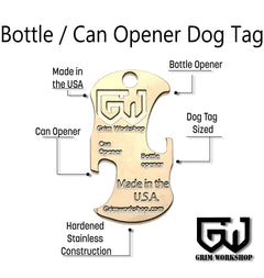 dog tag bottle opener necklace and can opener multi tool. This can opener bottle opener combo for everyday carry or mess kits!