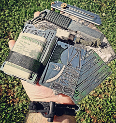 Bushcraft EDC Survival Card 11 function credit card survival tool and bushcraft edc kit. grim workshop creates the best credit card sized multi tool