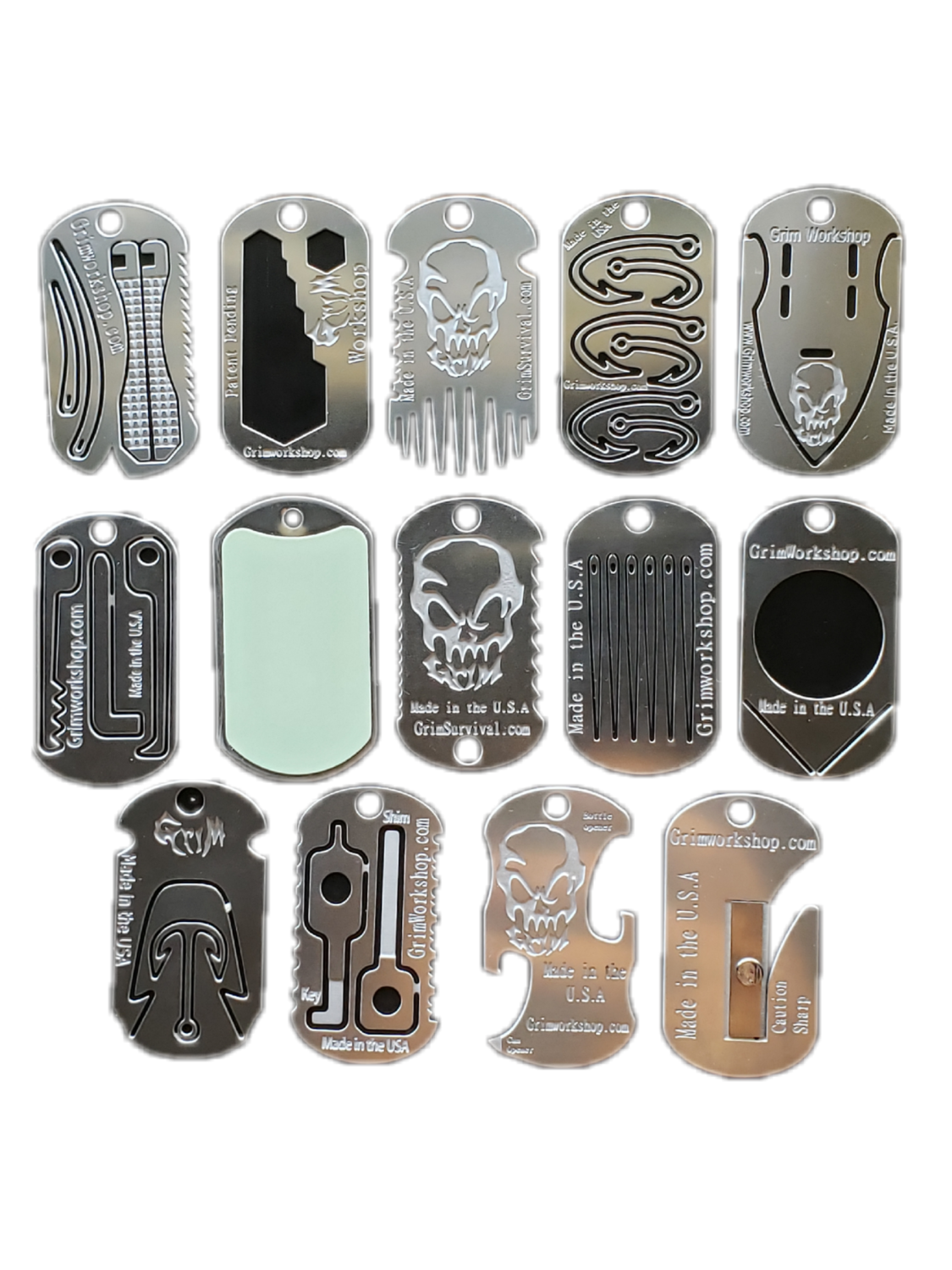 Grim Survival Dog Tag Mini Dog Tag Necklace Kit and Mini Survival Kit