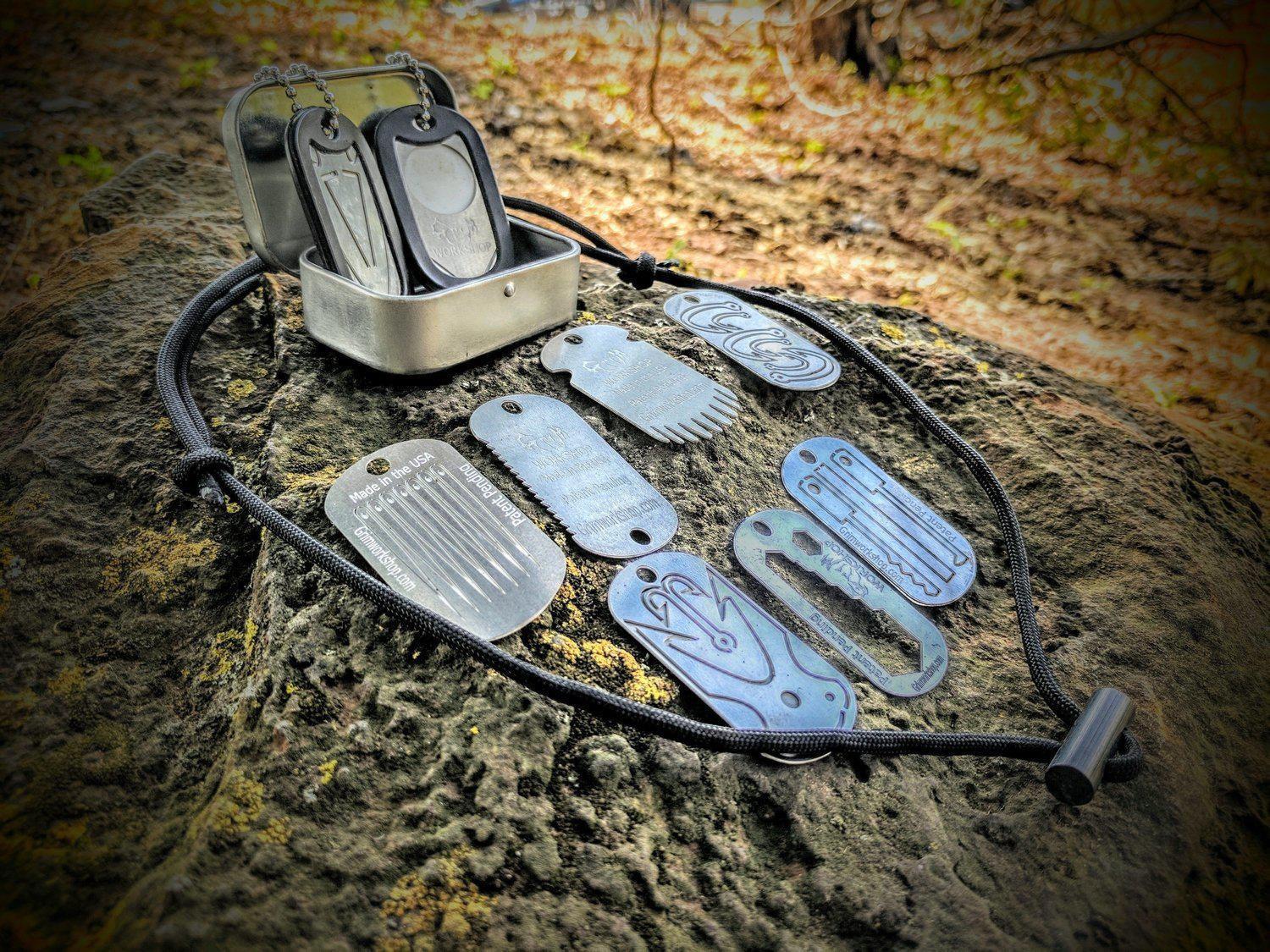 Grim Survival Dog Tag Mini Dog Tag Necklace Kit and Mini Survival Kit