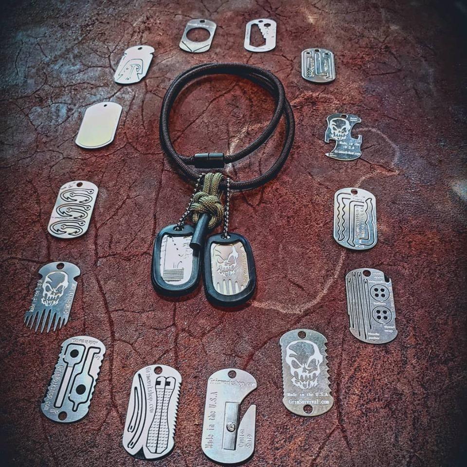Grim Survival Dog Tag Mini Dog Tag Necklace Kit and Mini Survival Kit