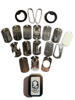 Grim Survival Dog Tag Mini Dog Tag Necklace Kit and Mini Survival Kit