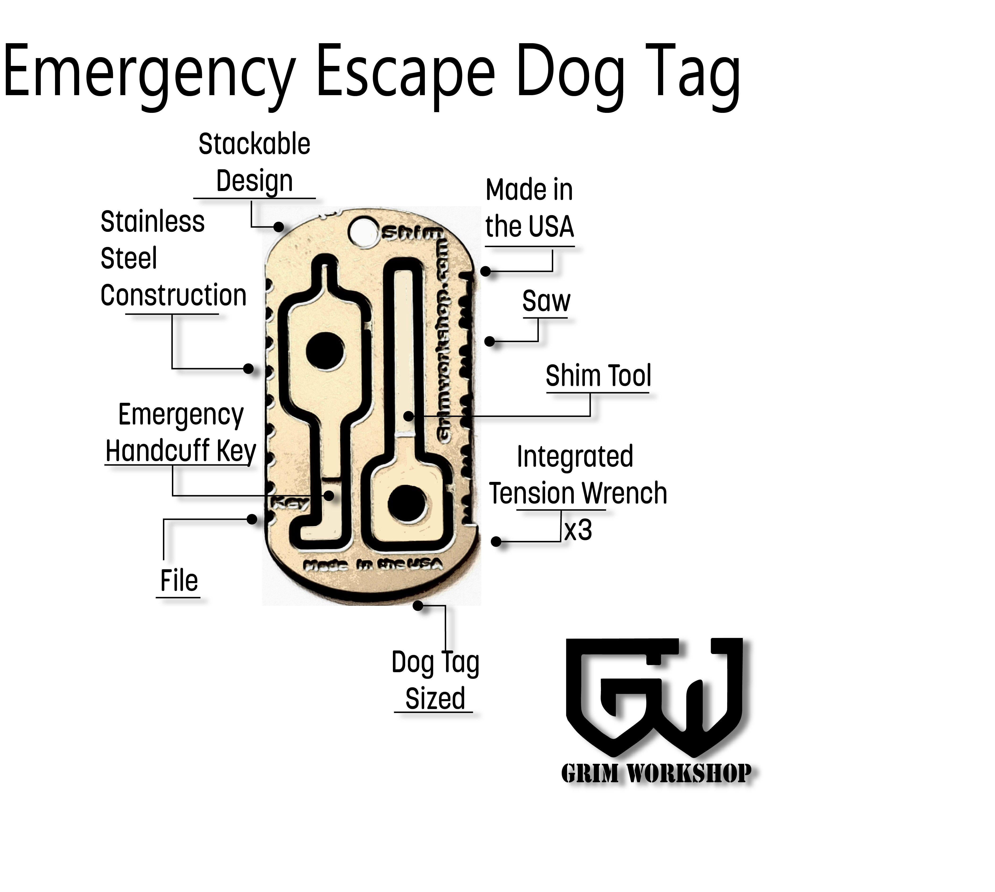 Emergency esacpe and evasion tools on a tactical necklace escape kit. 