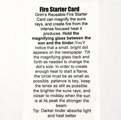 magnifying card solar fire starter magnifying glass fire starter