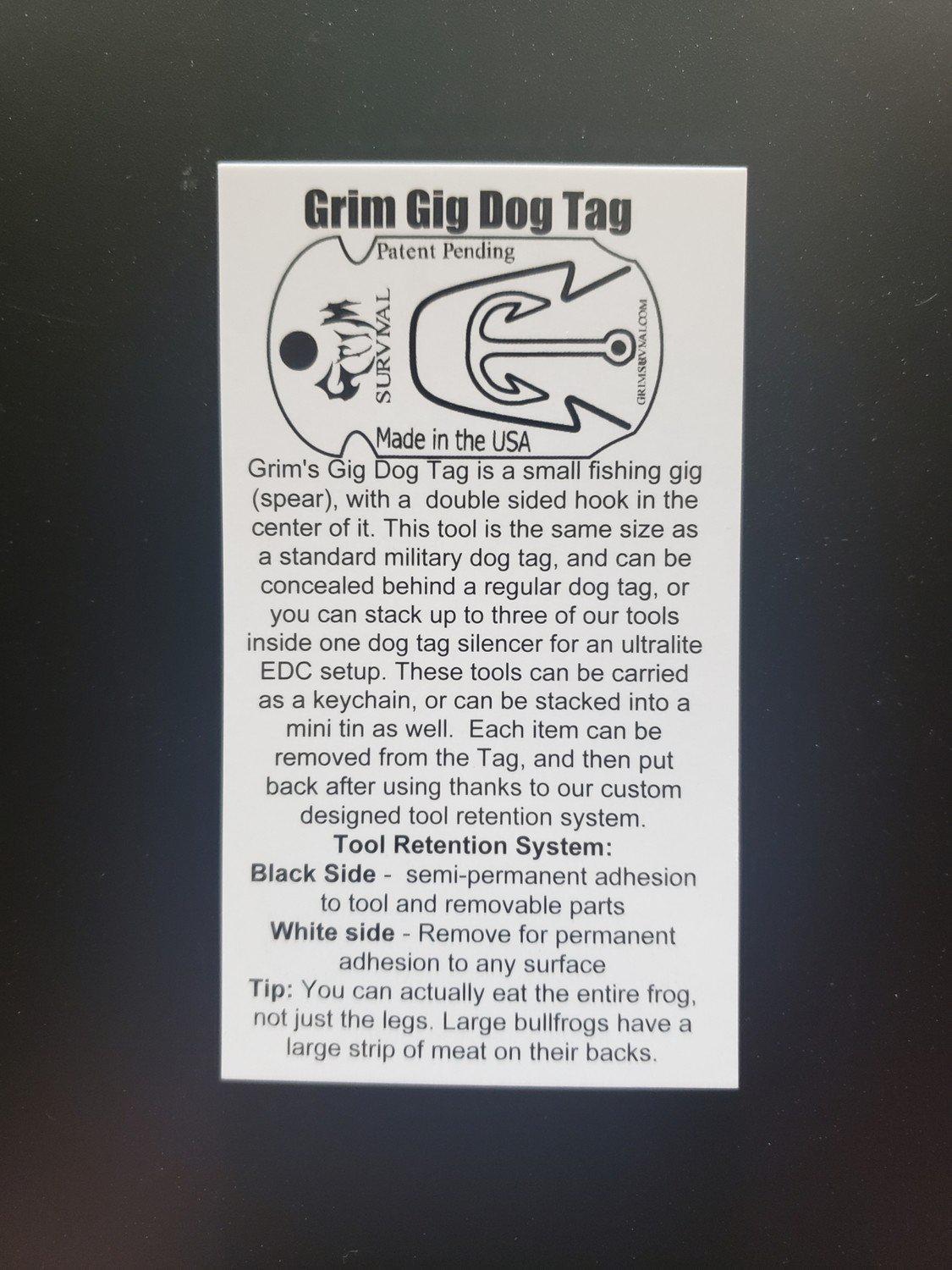 frog gigging spear dog tag and fish spear