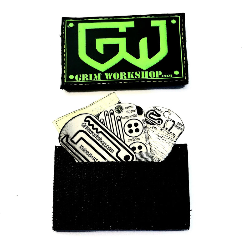 Grim Green Morale Patch with Hidden Pocket-Grimworkshop-bugoutbag-bushcraft-edc-gear-edctool-everydaycarry-survivalcard-survivalkit-wilderness-prepping-toolkit