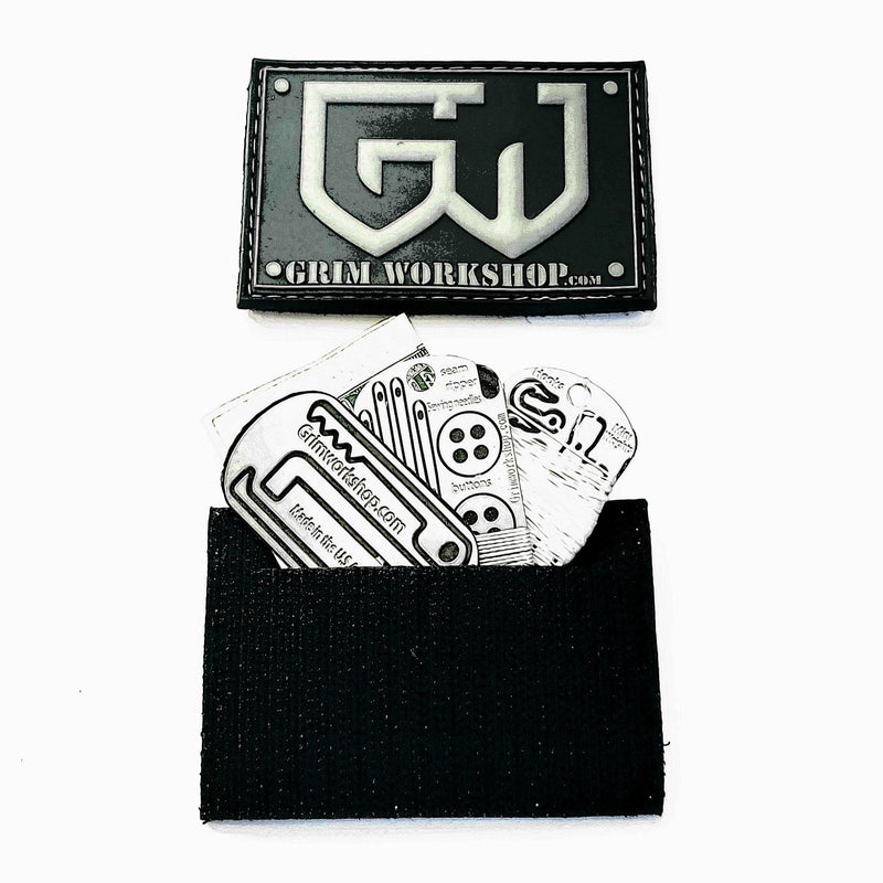 Grim Grey Morale Patch with Hidden Pocket-Grimworkshop-bugoutbag-bushcraft-edc-gear-edctool-everydaycarry-survivalcard-survivalkit-wilderness-prepping-toolkit