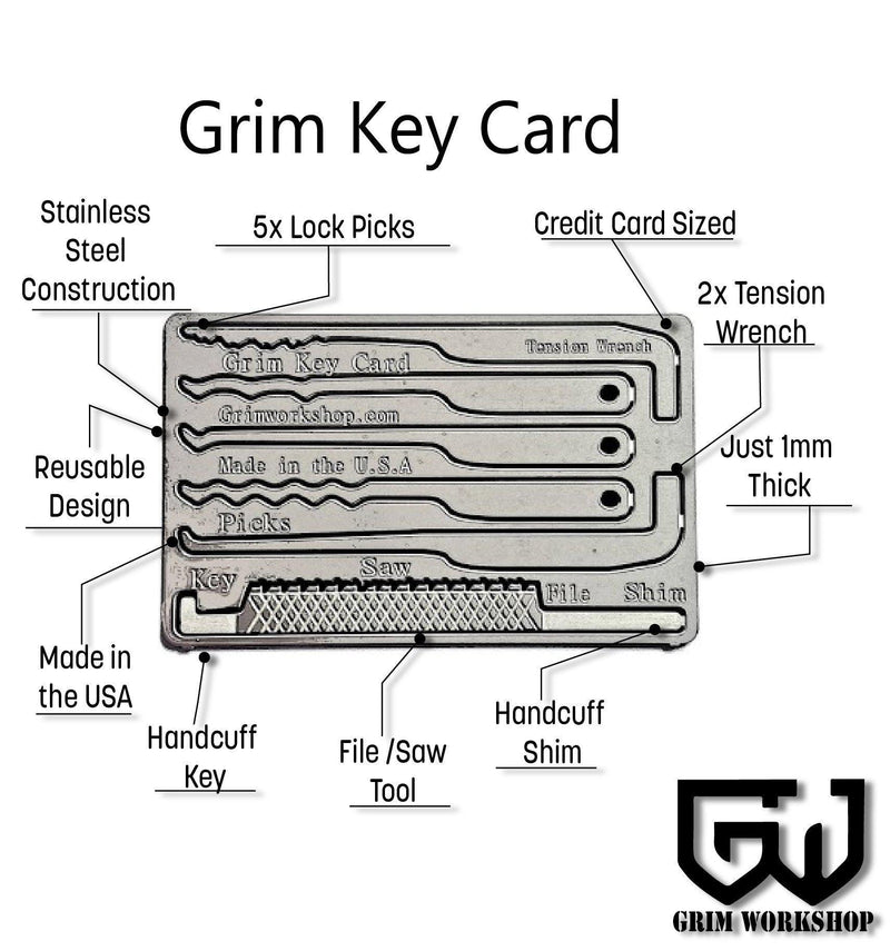 Grim Workshop Lockpick Card: Grim Key Card Lock Pick Credit Card Tool