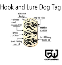 Survival Fishing Necklace : Hook and Lure Dog Tag