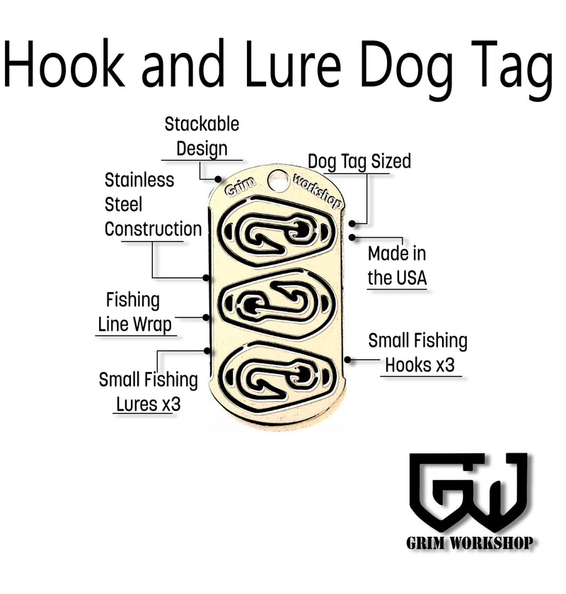 Survival Fishing Necklace : Hook and Lure Dog Tag