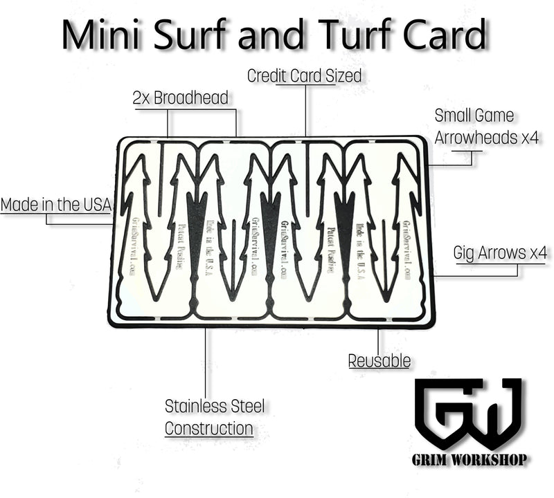 surf and turf arrow card with small game arrows and bow fishing arrows