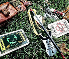 Pocket Sling shot Slingbow Hunting Survival Card also known as an arrow sling shot made in usa