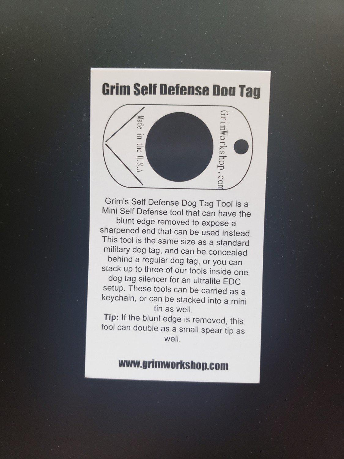Self Defense Dog Tag-Grimworkshop-bugoutbag-bushcraft-edc-gear-edctool-everydaycarry-survivalcard-survivalkit-wilderness-prepping-toolkit
