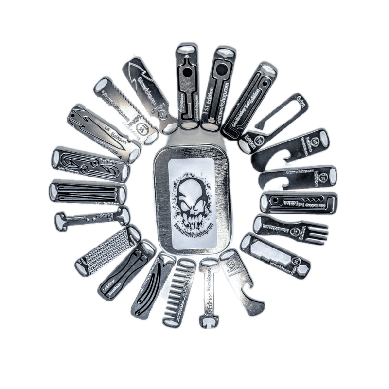 Micro edc tool kit with a micro tool box of 21 tiny tools