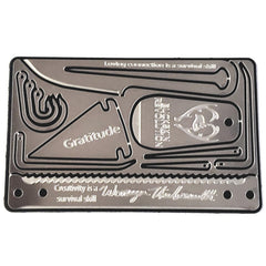 Turn your Wallet into a Bushcraft Survival Kit with this Survival Wallet Card from Woniya Alone season 6 runner up woniya thibeault of buckskin revolution